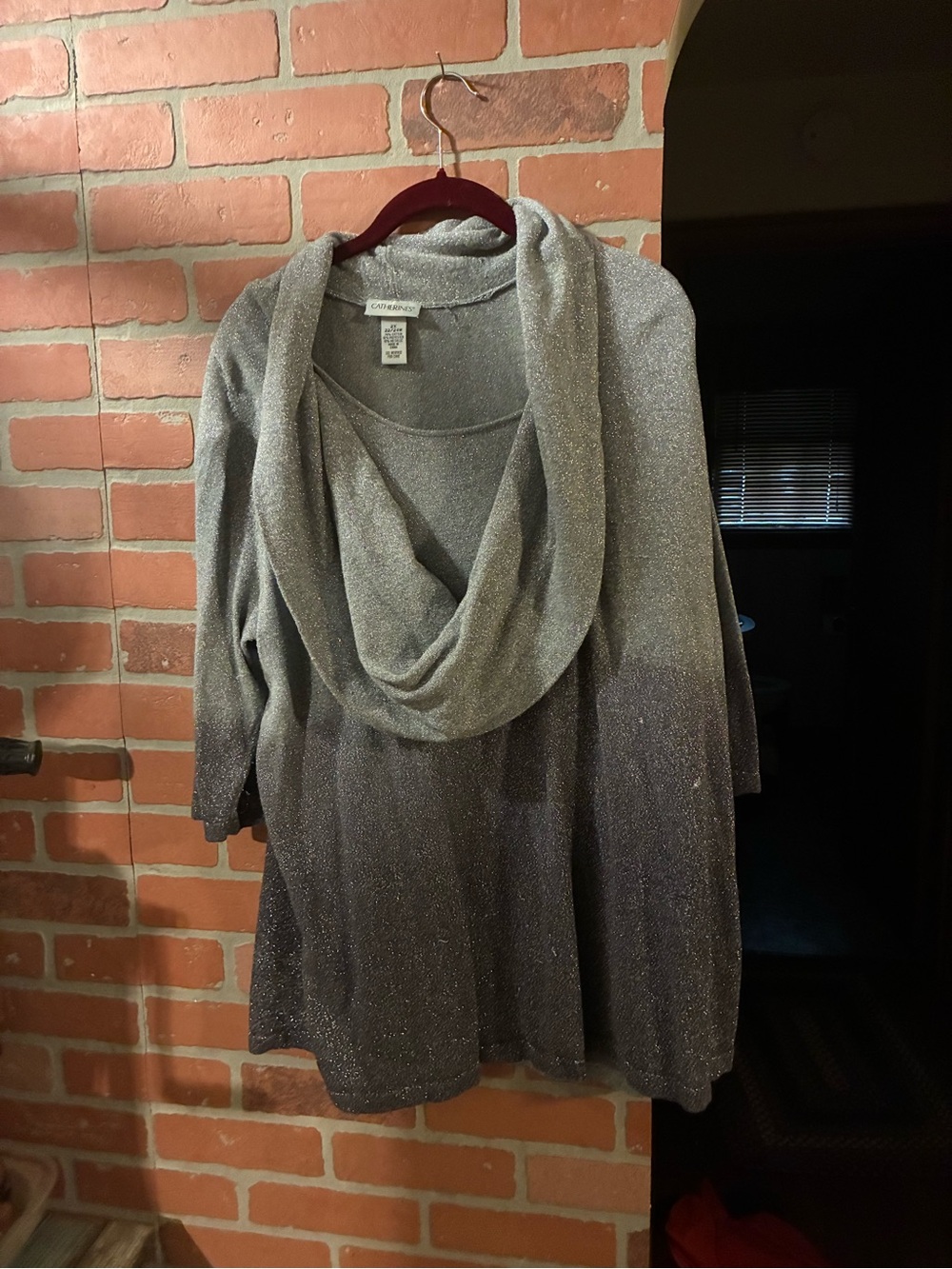 Catherines Silver Ombre Sparkle Cowl Neck Sweater